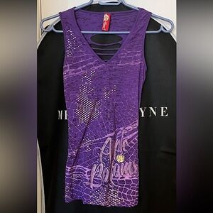 Vintage Apple Bottoms-Sleeveless Logo Tank-With Shredded Design Back-Purple